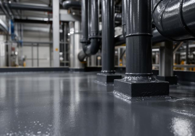 Revestimiento anticorrosivo terminado en una planta química, con acabado uniforme y cañerías protegidas